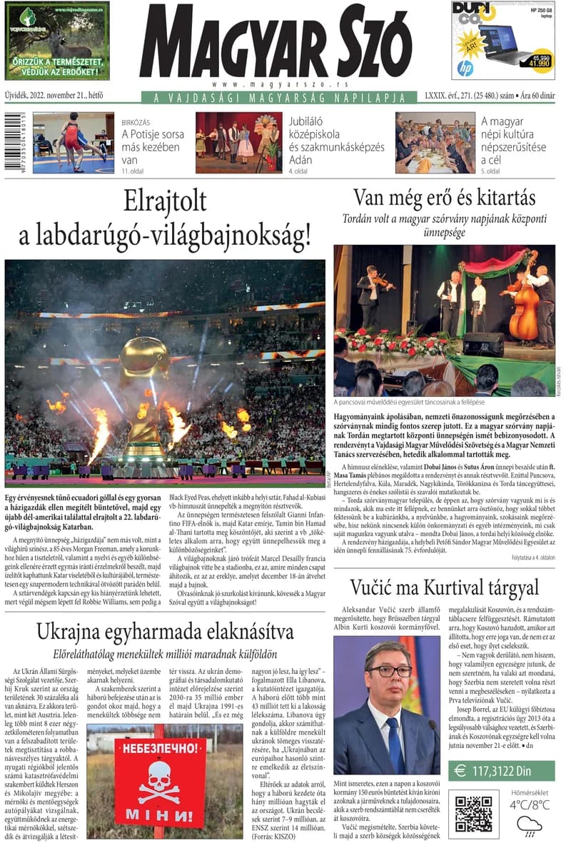 Magyar Szó, 79. évf. 2022. november 21. 271. sz. 1–16. oldal