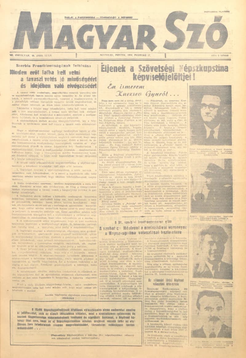 Magyar Szó, 7. évf. 1950. február 17. 40. sz. 1–4. oldal