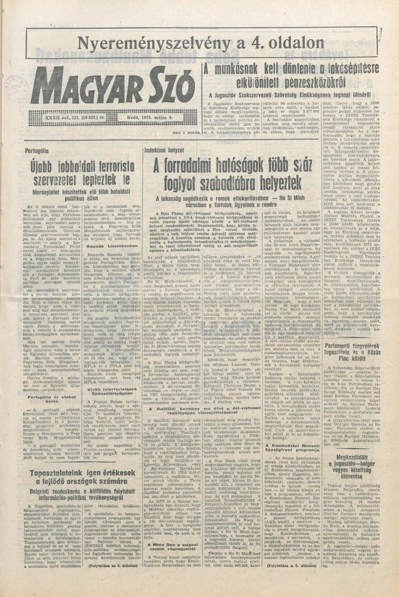 Magyar Szó, 32. évf. 1975. május 6. 122. sz.