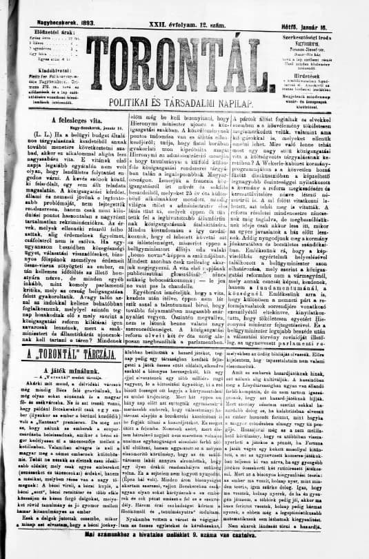 Torontál, 22. évf. 1893. január 16. 12. sz.