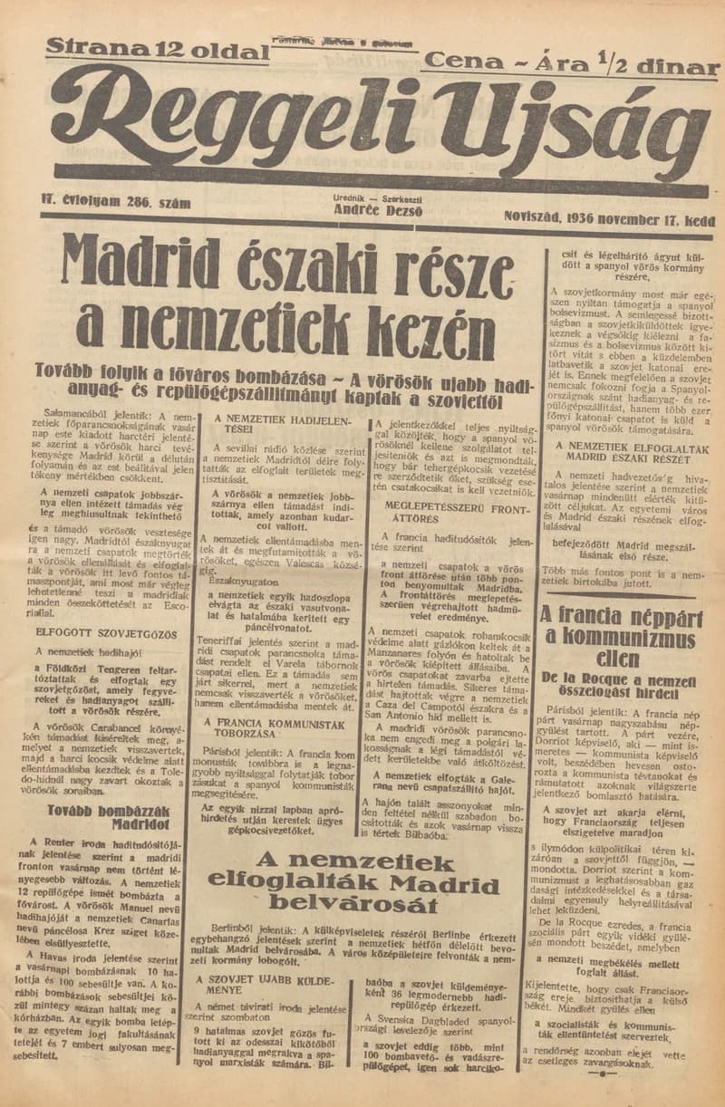 Reggeli Újság, 17. évf. 1936. november 17. 286. sz.