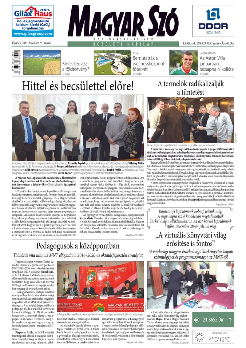 Magyar Szó, 72. évf. 2015. december 23. 298. sz. 1–16. oldal
