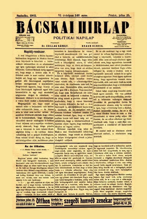 Bácskai Hirlap, 6. évf. 1902. július 25. 146. sz.