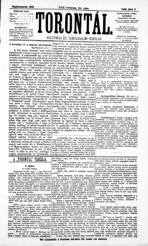Torontál, 22. évf. 1893. július 4. 150. sz.
