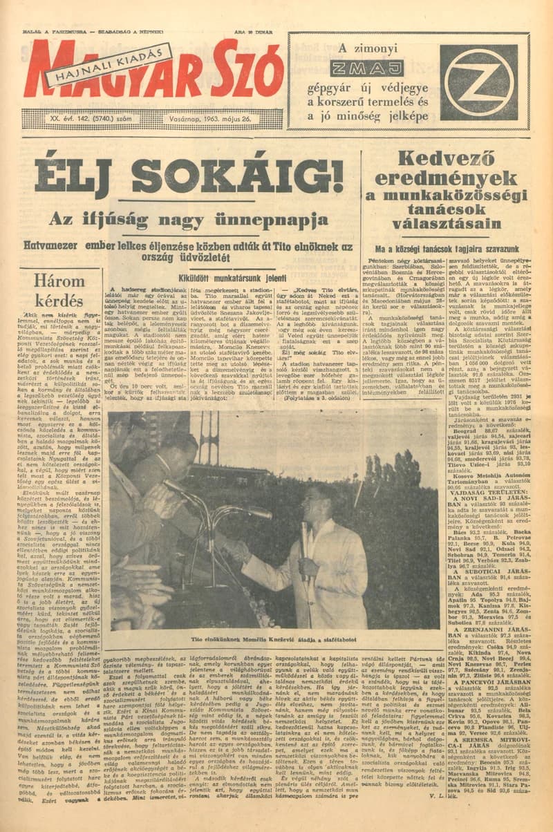 Magyar Szó, 20. évf. 1963. május 26. 142. sz. 1–24. oldal