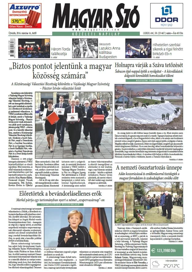 Magyar Szó, 73. évf. 2016. március 14. 59. sz. 1–20. oldal