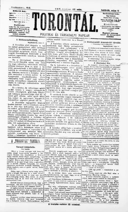 Torontál, 24. évf. 1895. május 16. 113. sz.