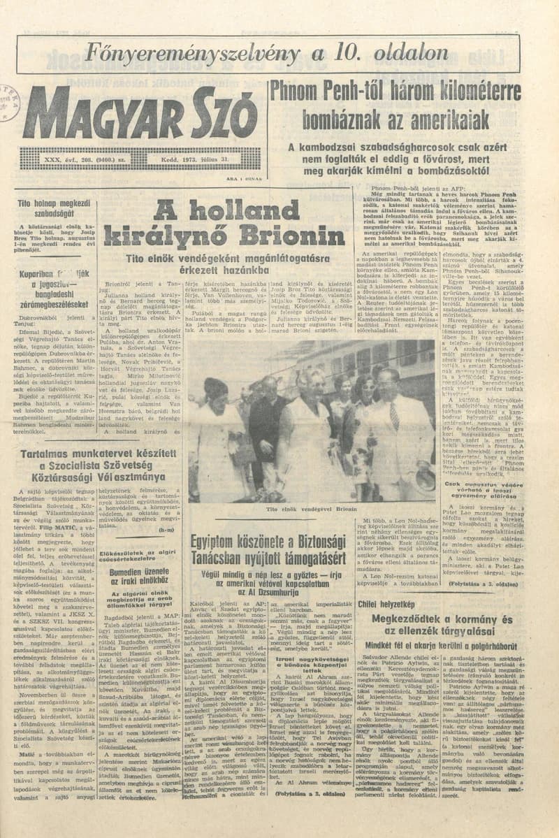 Magyar Szó, 30. évf. 1973. július 31. 208. sz. 1–16. oldal