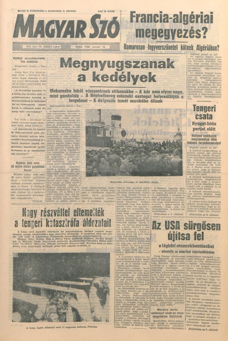 Magyar Szó, 19. évf. 1962. január 16. 14. sz. 1–16. oldal