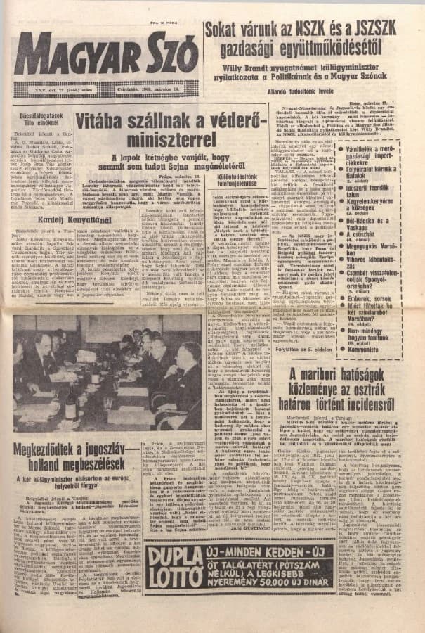 Magyar Szó, 25. évf. 1968. március 14. 72. sz. 1–20. oldal