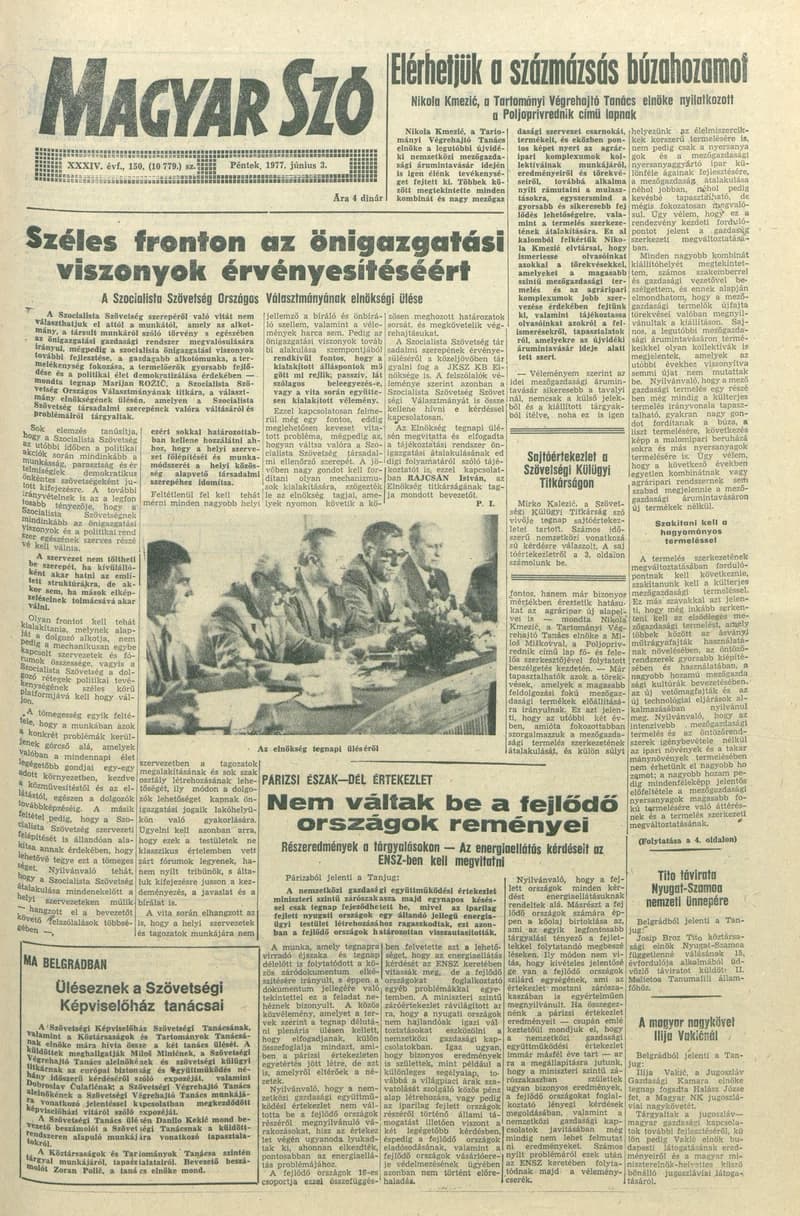 Magyar Szó, 34. évf. 1977. június 3. 150. sz.