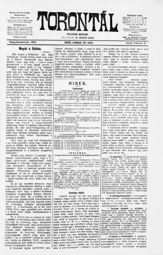Torontál, 39. évf. 1910. február 8. 30. sz.
