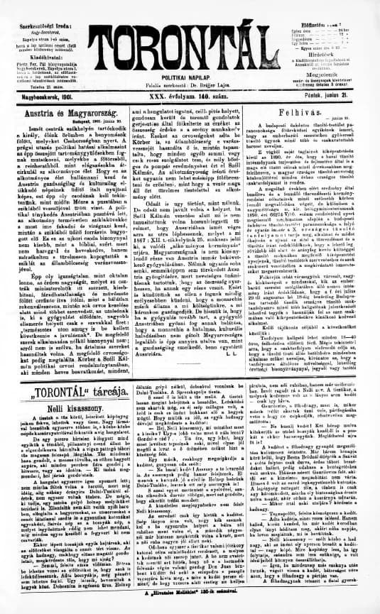 Torontál, 30. évf. 1901. június 21. 140. sz.
