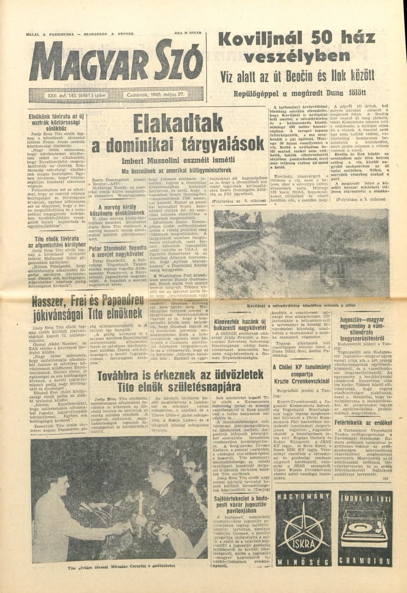Magyar Szó, 22. évf. 1965. május 27. 143. sz. 1–14. oldal