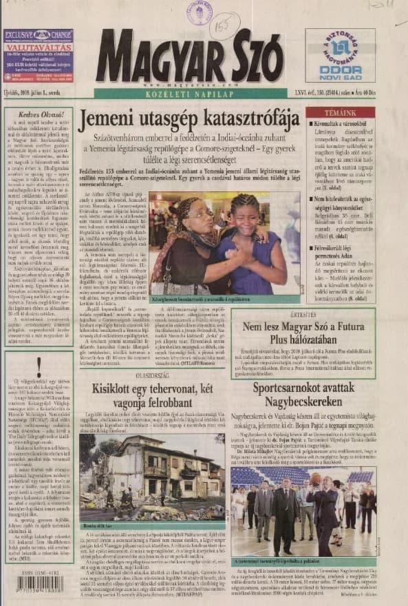 Magyar Szó, 66. évf. 2009. július 1. 150. sz. 1–16. oldal