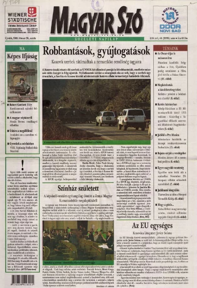 Magyar Szó, 65. évf. 2008. február 20. 40. sz. 1–20. oldal