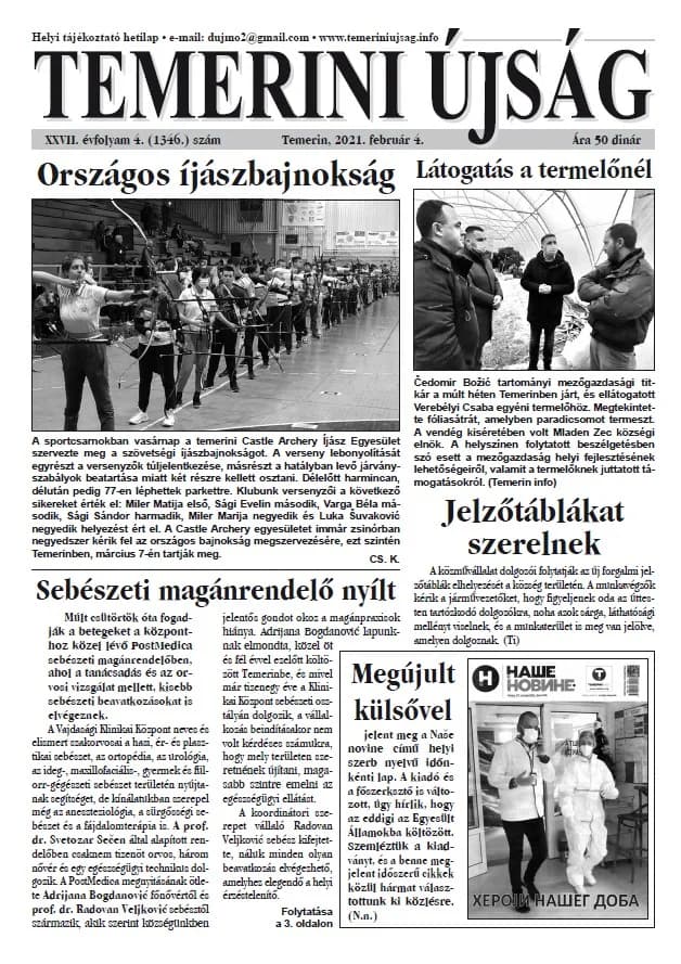 Temerini Újság, 27. évf. 2021. február 4. 4. sz.