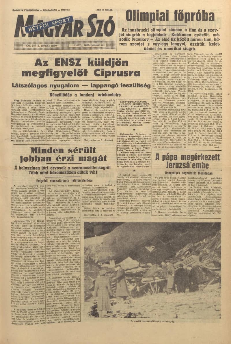 Magyar Szó, 21. évf. 1964. január 6. 5. sz. 1–16. oldal