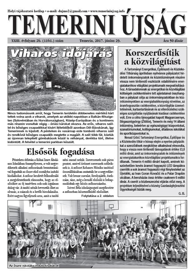 Temerini Újság, 23. évf. 2017. június 29. 26. sz.