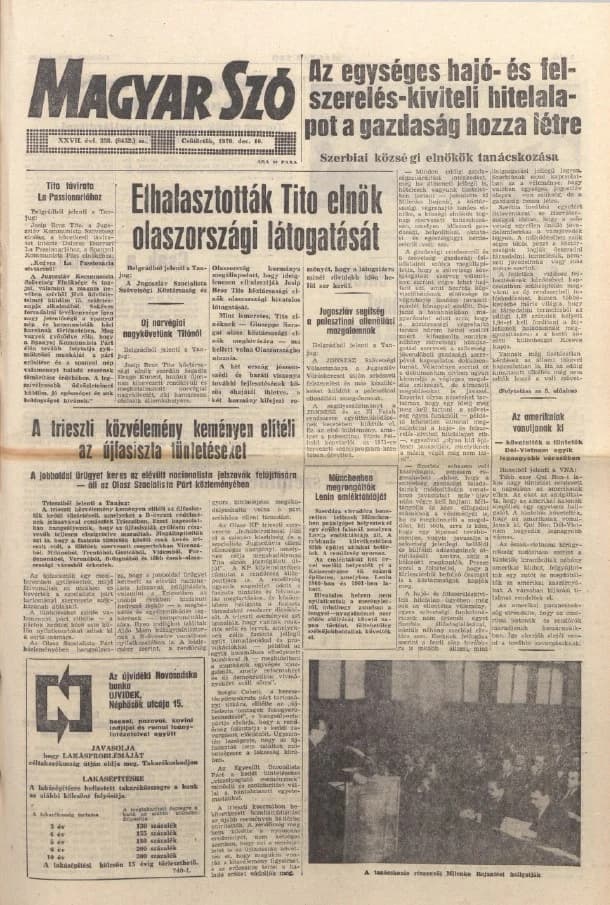 Magyar Szó, 27. évf. 1970. december 10. 338. sz. 1–16. oldal