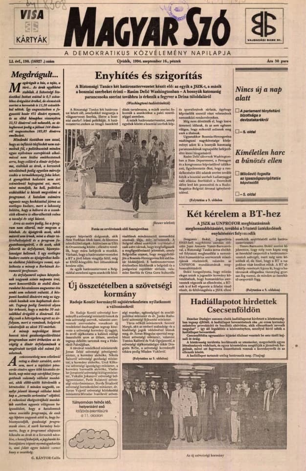 Magyar Szó, 51. évf. 1994. szeptember 16. 198. sz. 1–16. oldal