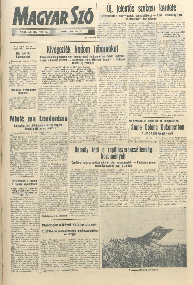 Magyar Szó, 31. évf. 1974. november 25. 325. sz. 1–6. oldal