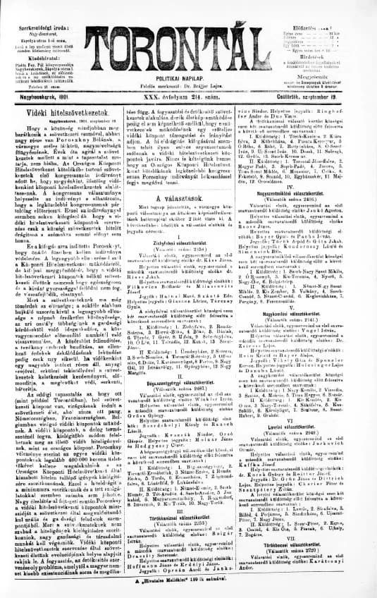 Torontál, 30. évf. 1901. szeptember 19. 214. sz.