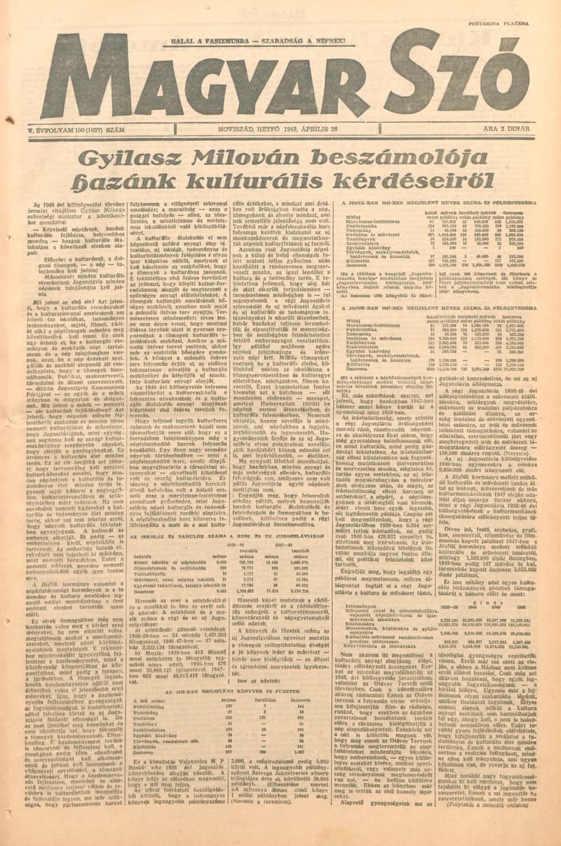 Magyar Szó, 5. évf. 1948. április 26. 100. sz. 1–6. oldal