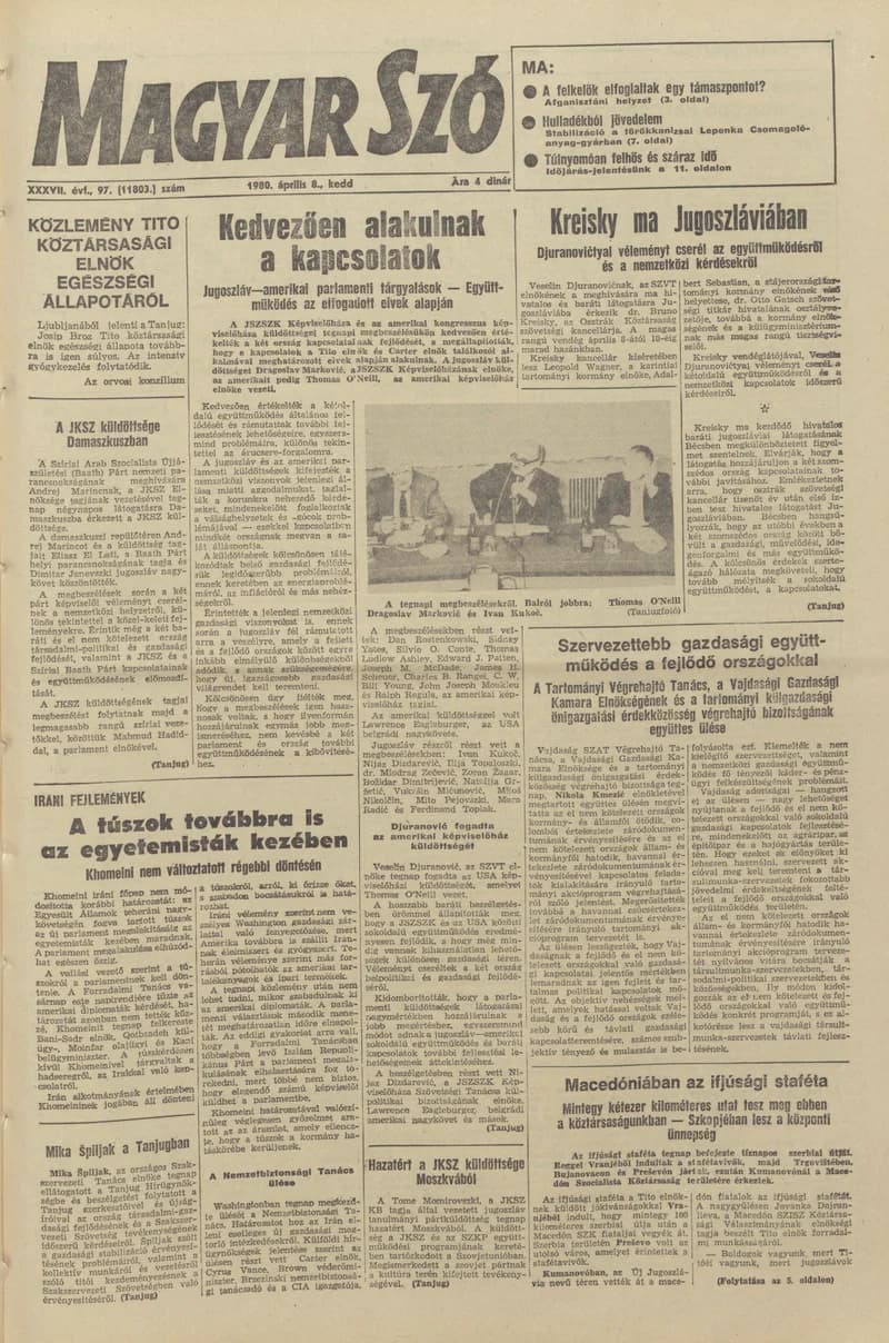 Magyar Szó, 37. évf. 1980. április 8. 97. sz. 1–20. oldal