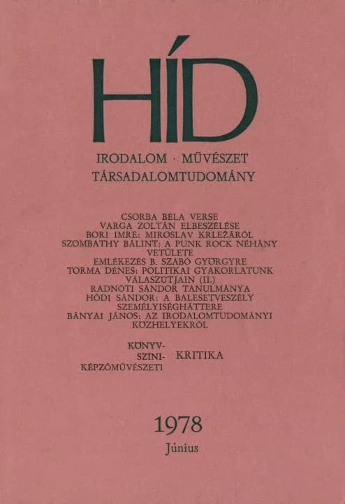 Híd, 42. évf. 1978. június. 6. sz. 689–828. oldal