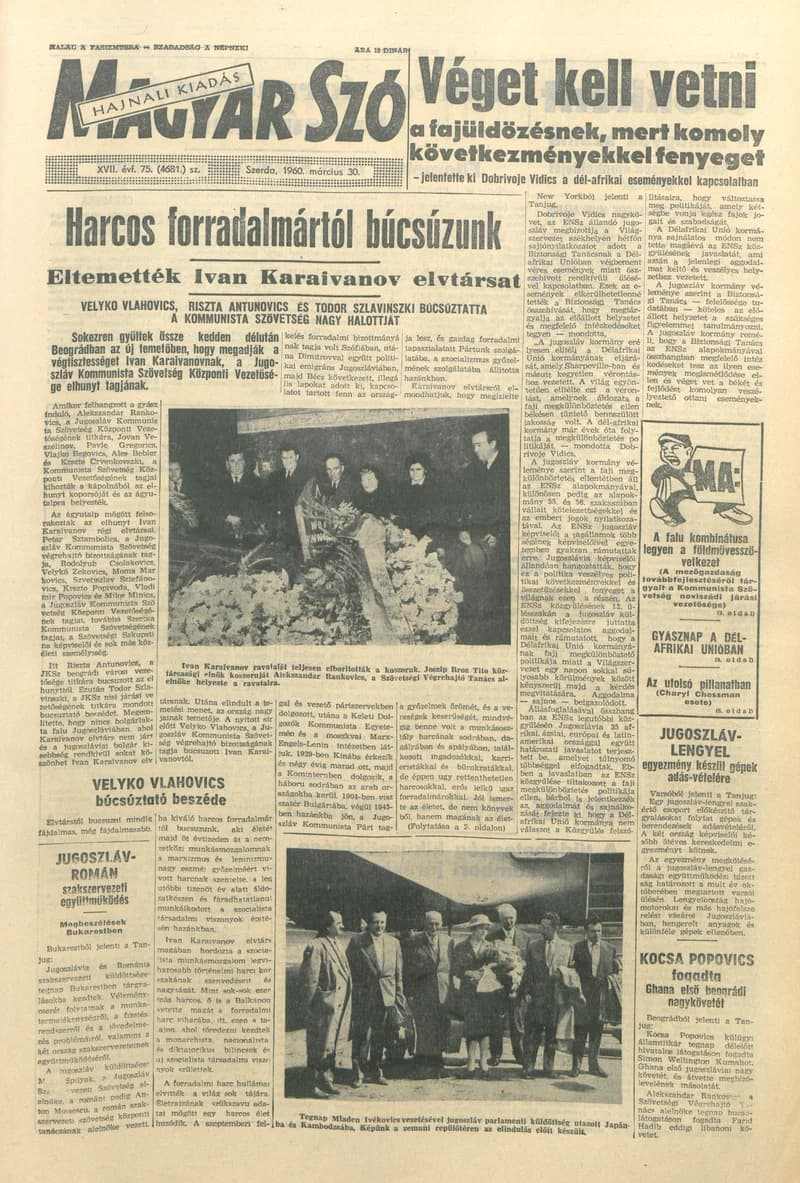 Magyar Szó, 17. évf. 1960. március 30. 75. sz. 1–22. oldal