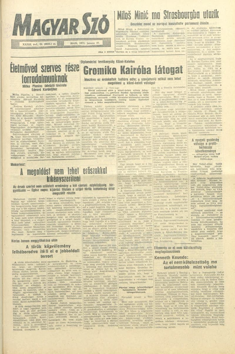 Magyar Szó, 32. évf. 1975. január 27. 25. sz.