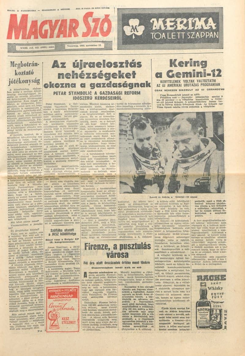 Magyar Szó, 23. évf. 1966. november 13. 312. sz.