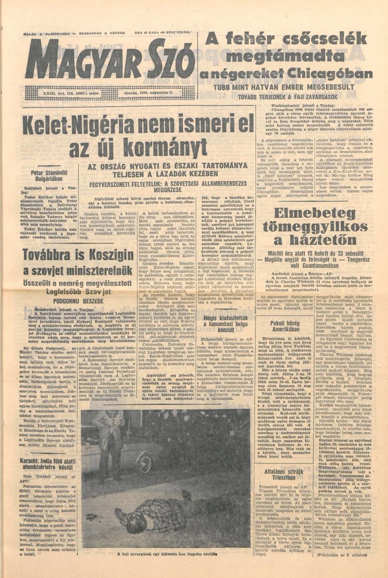 Magyar Szó, 23. évf. 1966. augusztus 3. 210. sz.