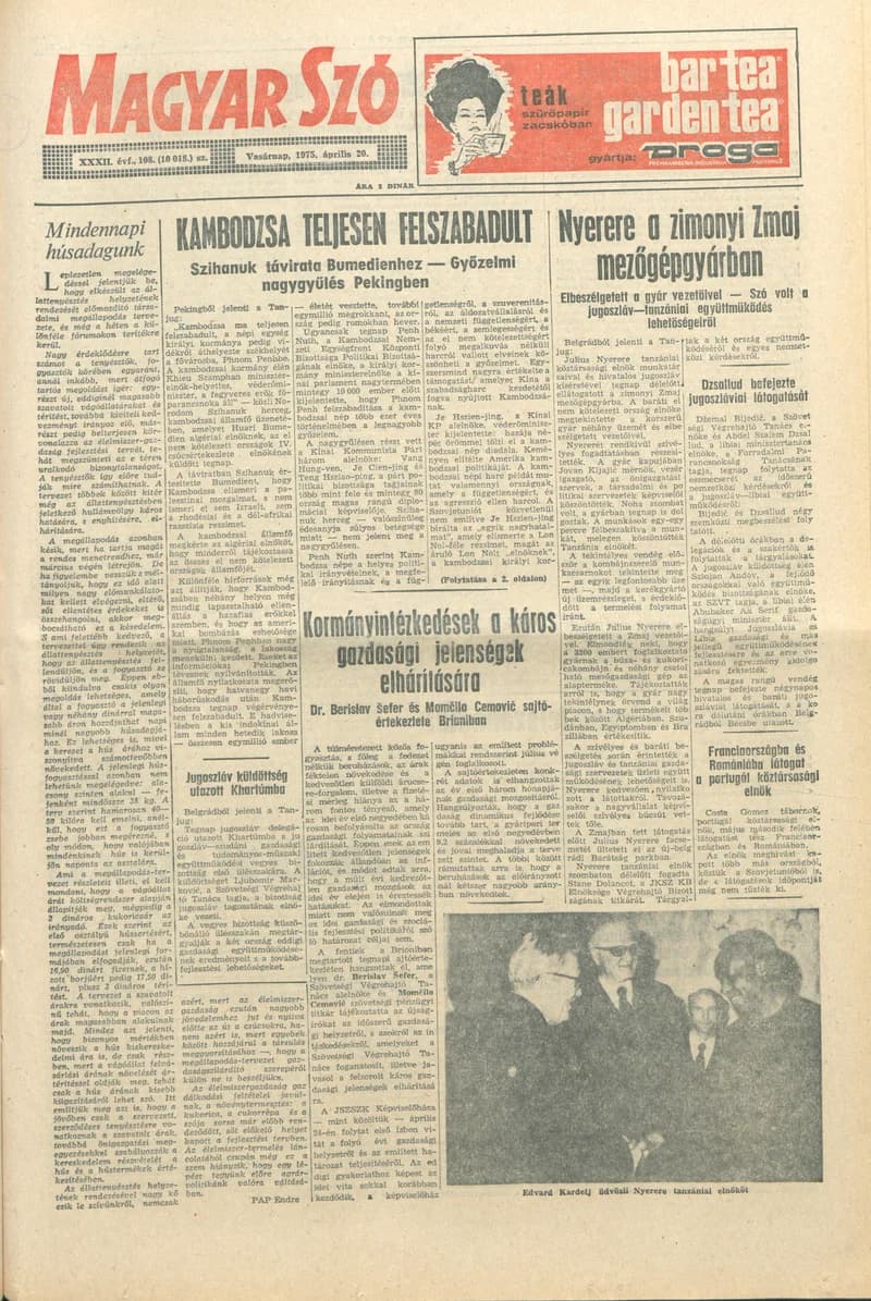 Magyar Szó, 32. évf. 1975. április 20. 108. sz.