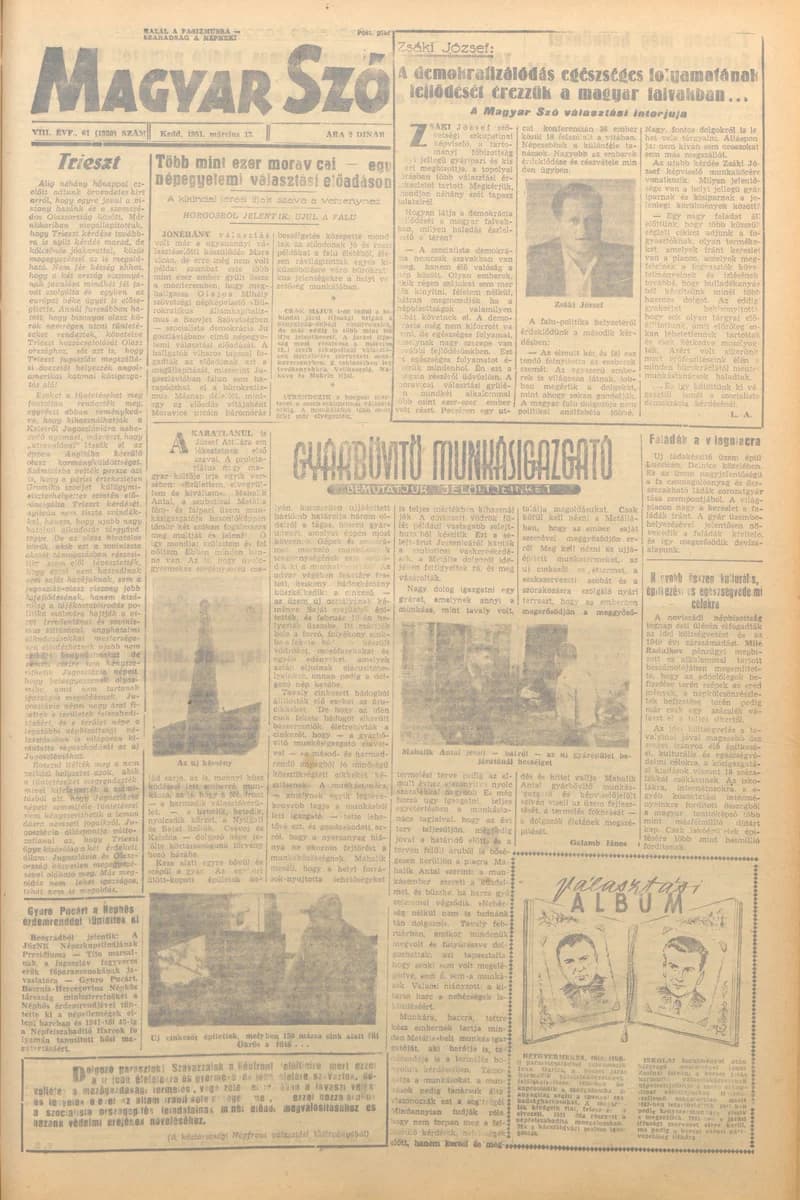 Magyar Szó, 8. évf. 1951. március 13. 61. sz. 1–8. oldal
