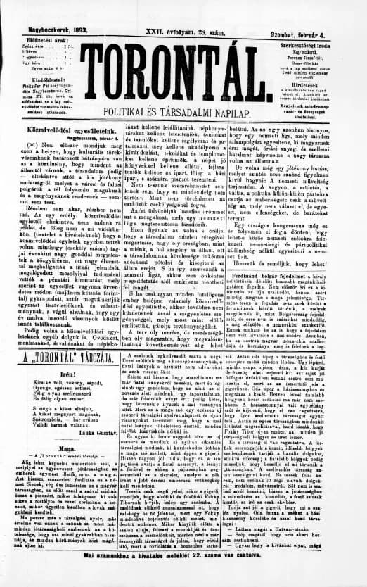 Torontál, 22. évf. 1893. február 4. 28. sz.