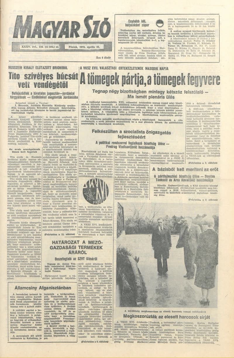 Magyar Szó, 35. évf. 1978. április 28. 116. sz. 1–16. oldal