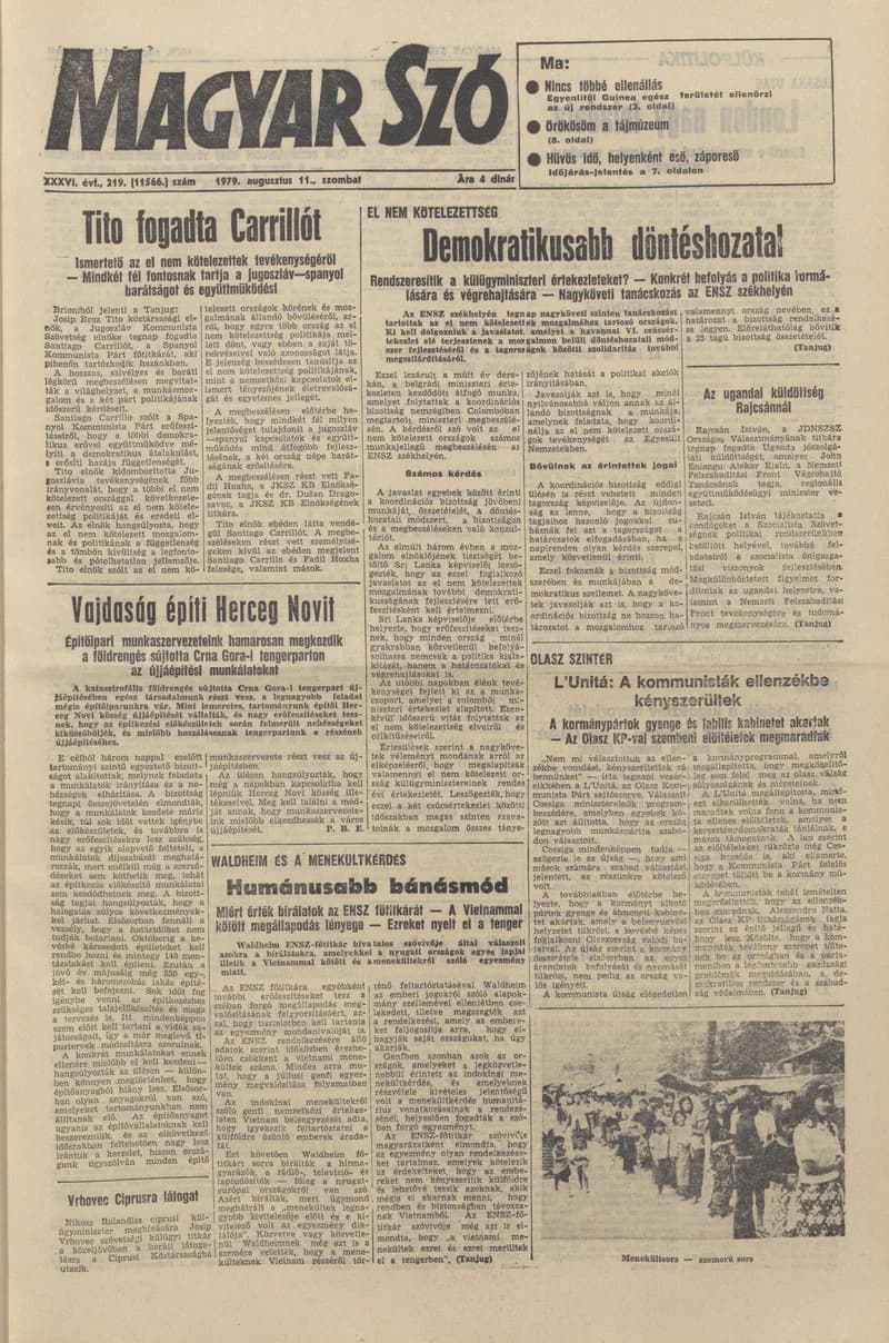 Magyar Szó, 36. évf. 1979. augusztus 11. 219. sz. 1–16. oldal