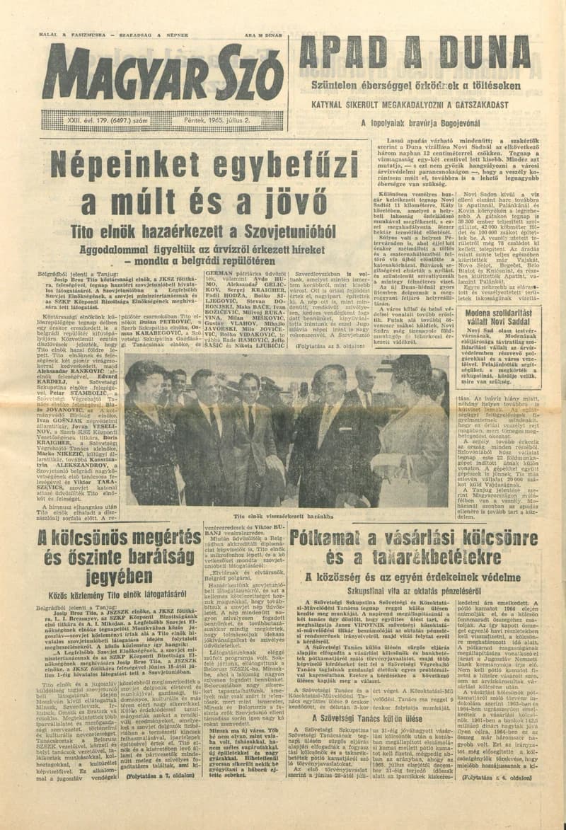 Magyar Szó, 22. évf. 1965. július 2. 179. sz. 1–14. oldal