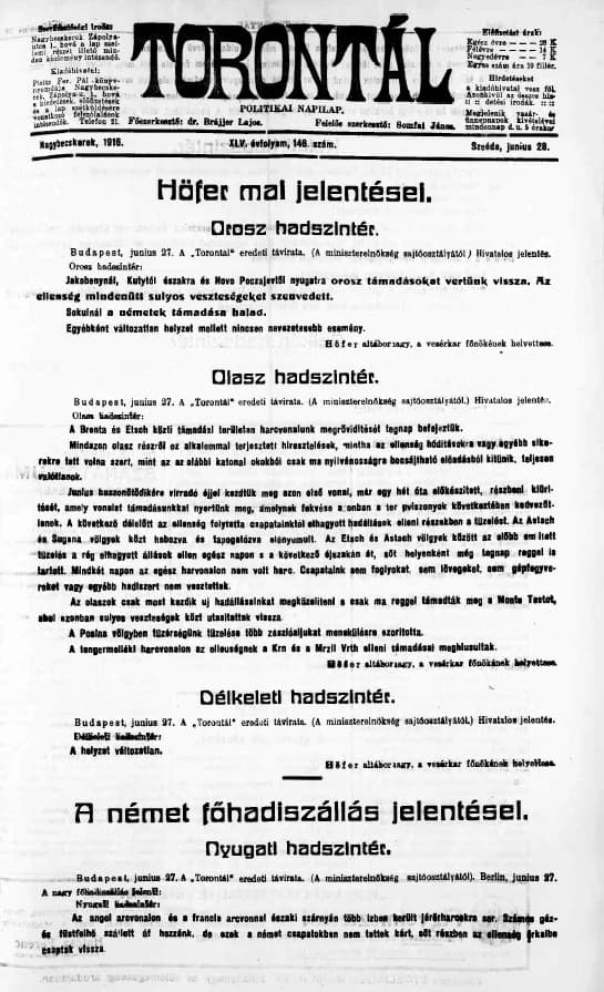 Torontál, 45. évf. 1916. június 28. 146. sz.