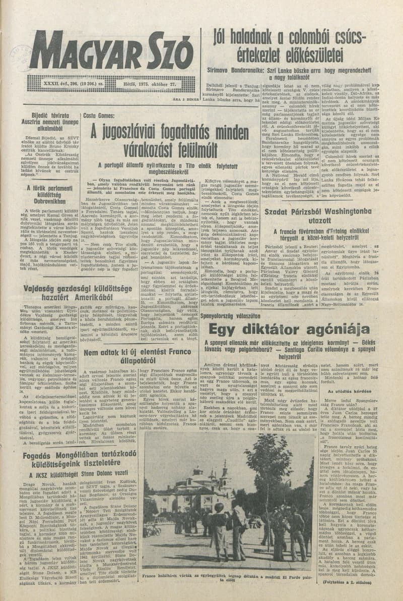 Magyar Szó, 32. évf. 1975. október 27. 296. sz.