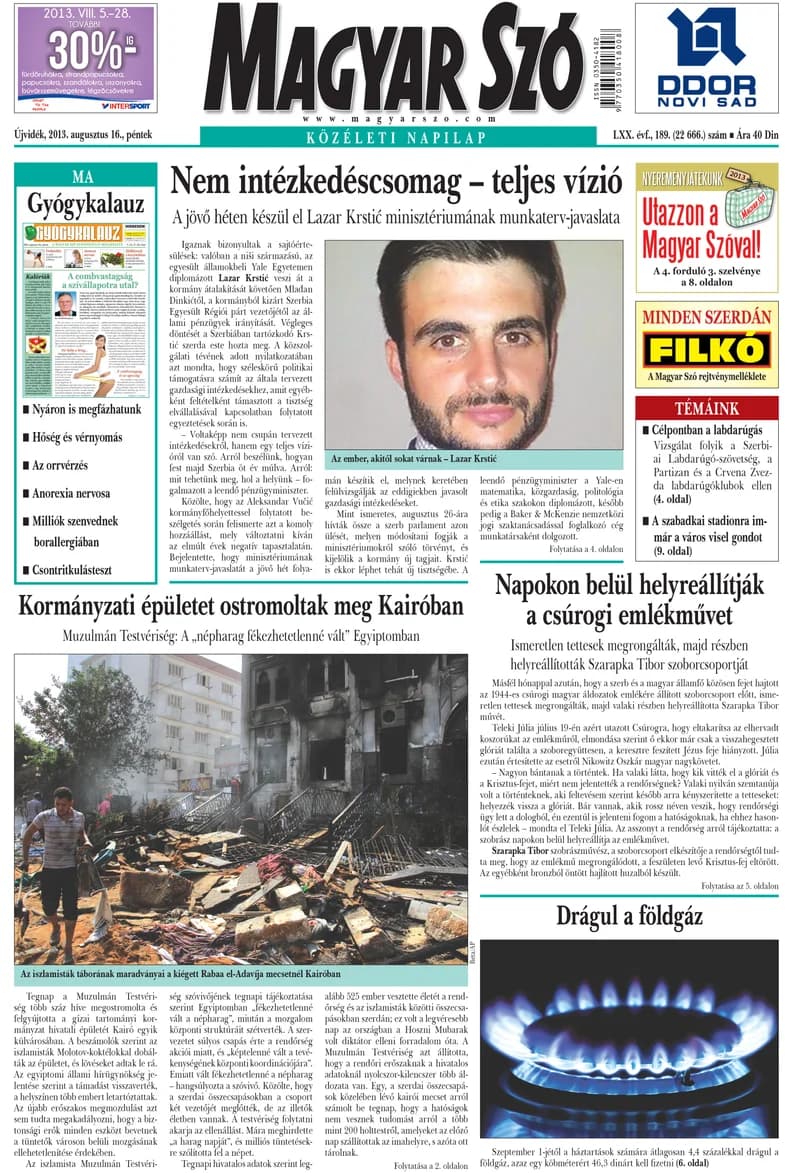 Magyar Szó, 70. évf. 2013. augusztus 16. 189. sz. 1–16. oldal