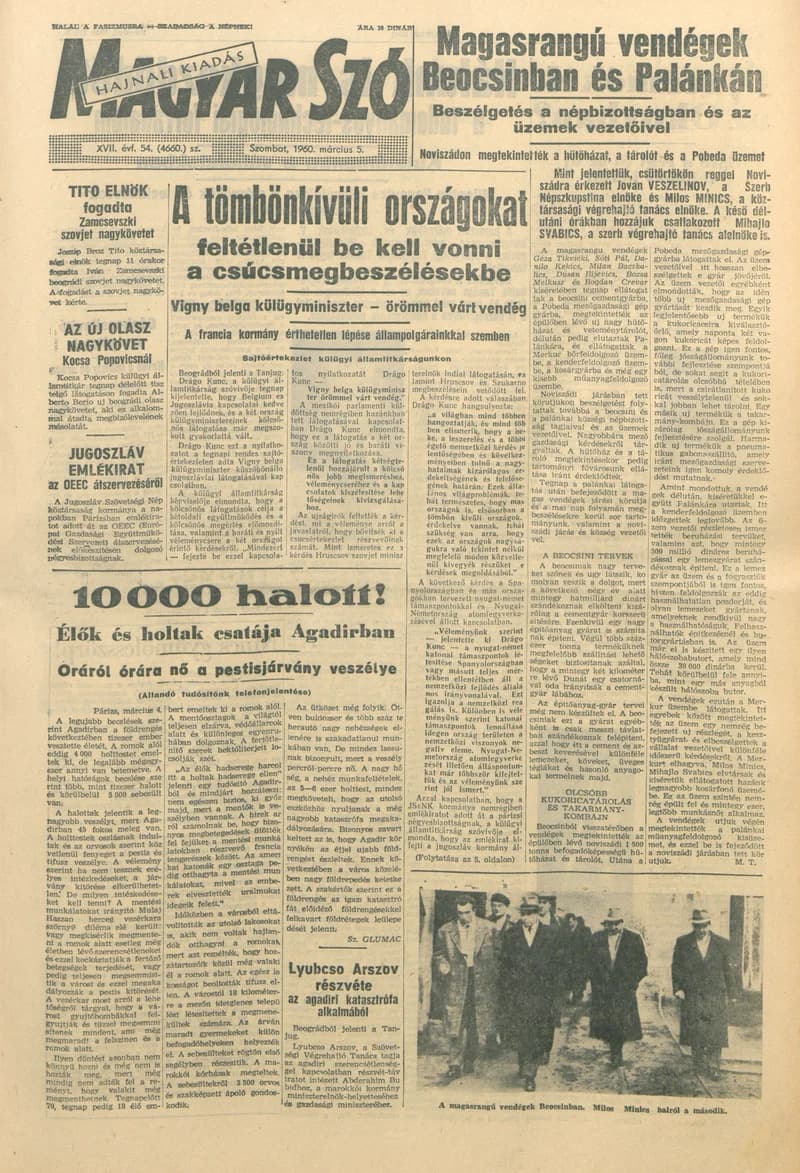 Magyar Szó, 17. évf. 1960. március 5. 54. sz. 1–20. oldal