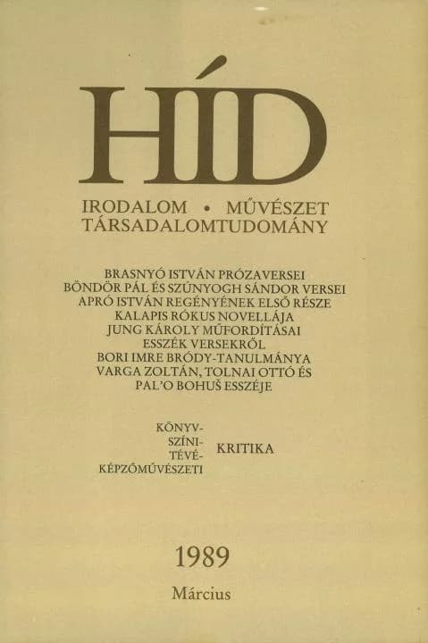 Híd, 53. évf. 1989. március. 3. sz. 267–398. oldal