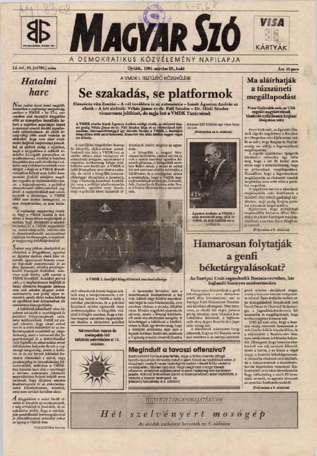 Magyar Szó, 51. évf. 1994. március 29. 59. sz. 1–16. oldal