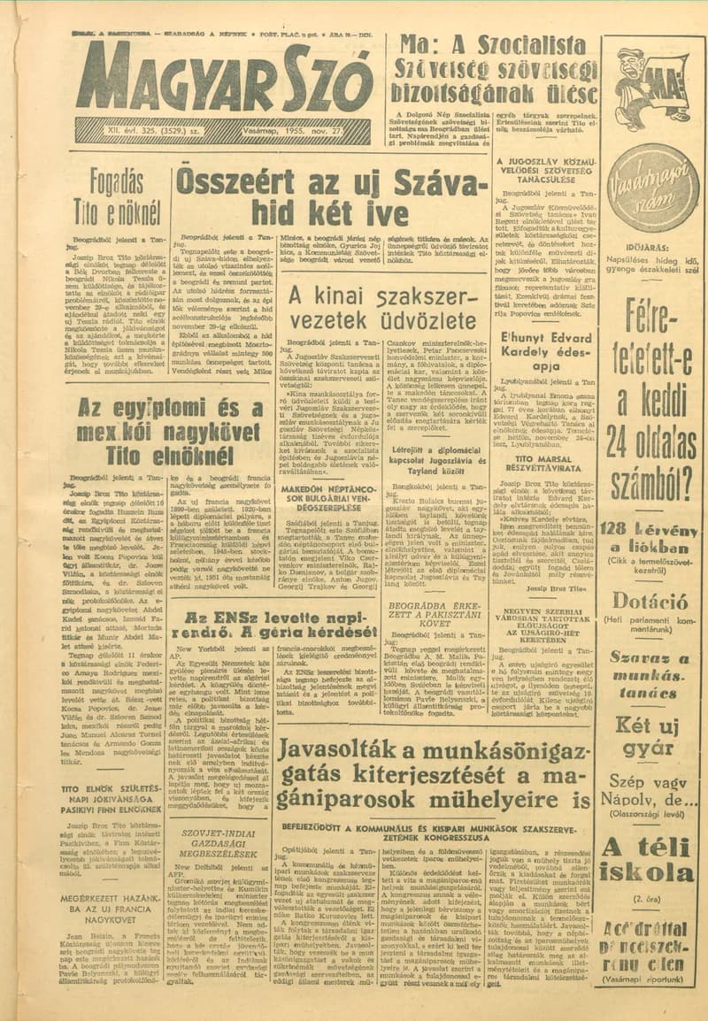 Magyar Szó, 12. évf. 1955. november 27. 325. sz. 1–16. oldal