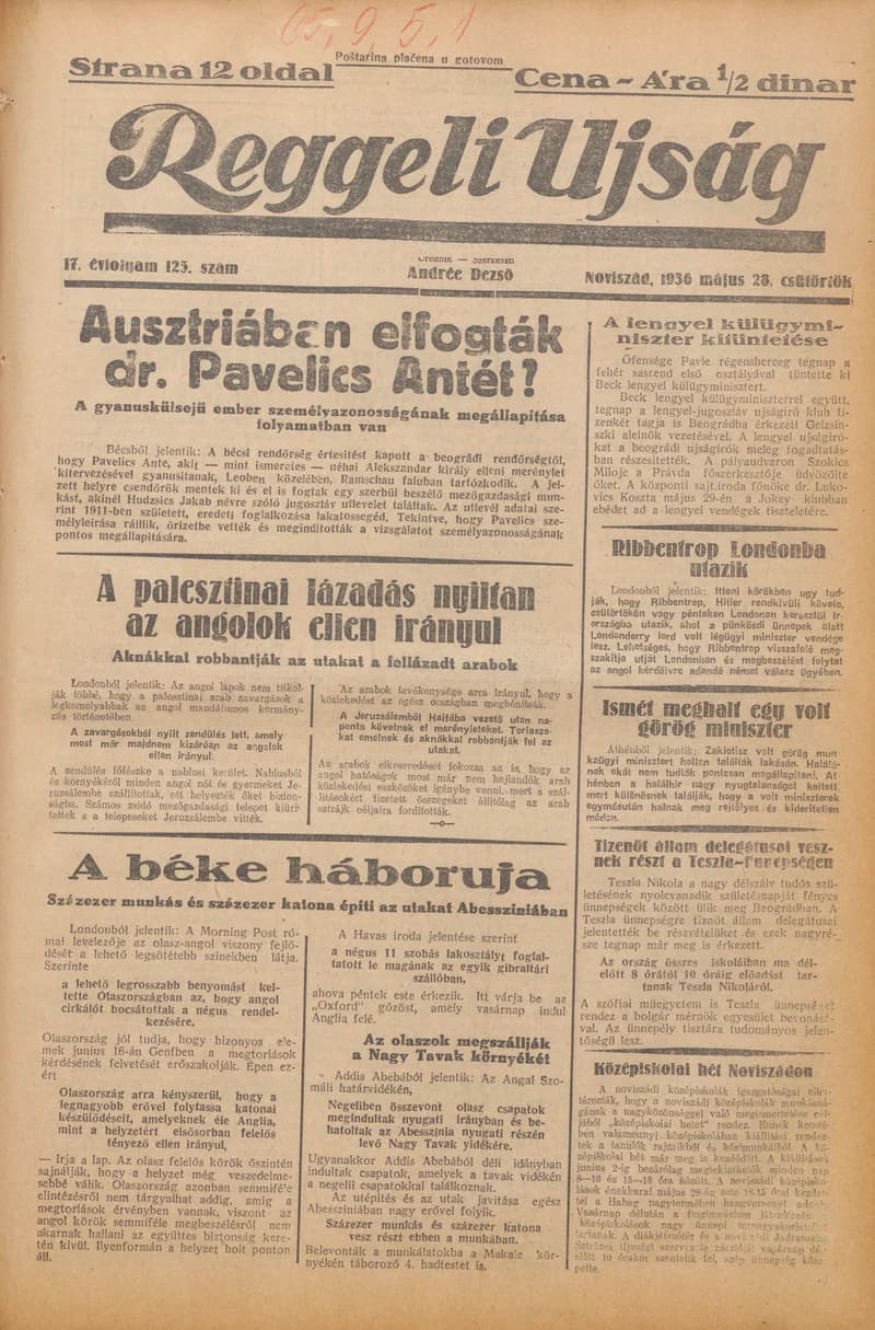 Reggeli Újság, 17. évf. 1936. május 28. 125. sz.