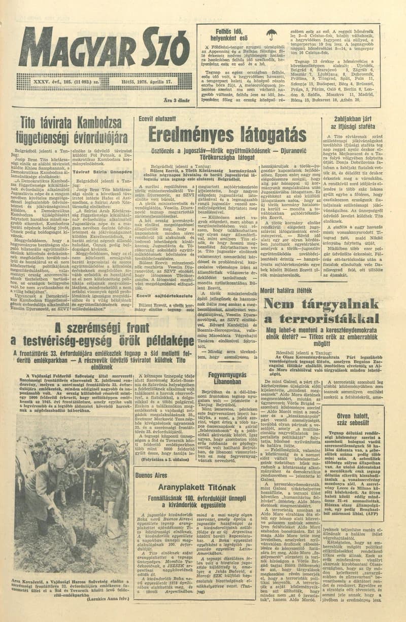 Magyar Szó, 35. évf. 1978. április 17. 105. sz. 1–8. oldal