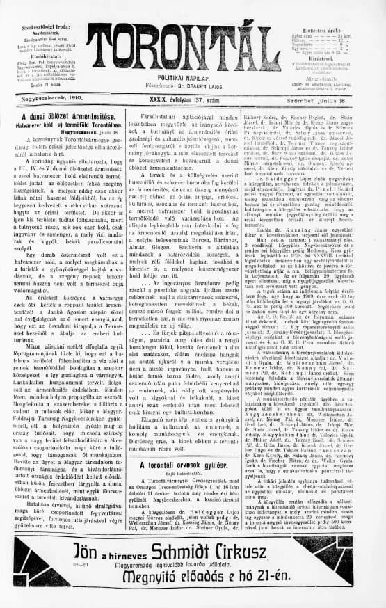 Torontál, 39. évf. 1910. június 18. 137. sz.